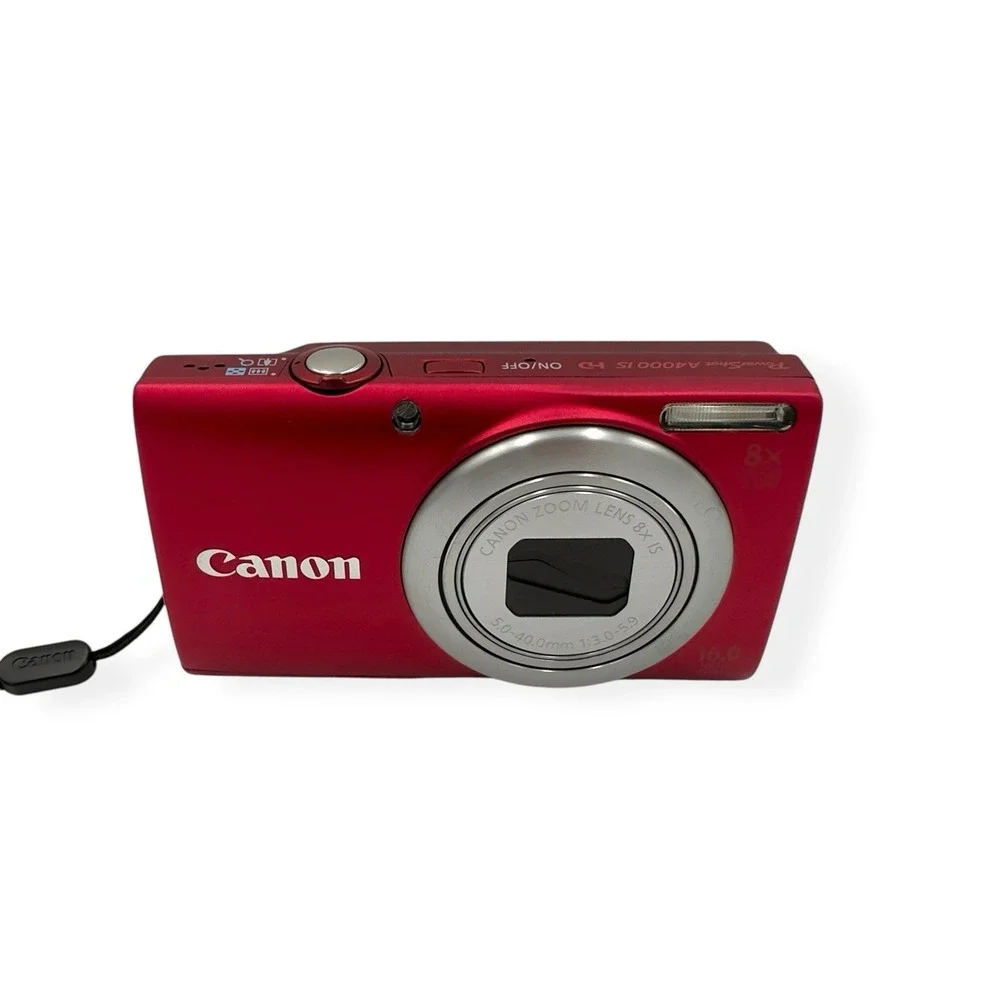 Canon PowerShot A4000 IS RED 16 MP Digital Camera 8x Zoom Charger Battery WORKS